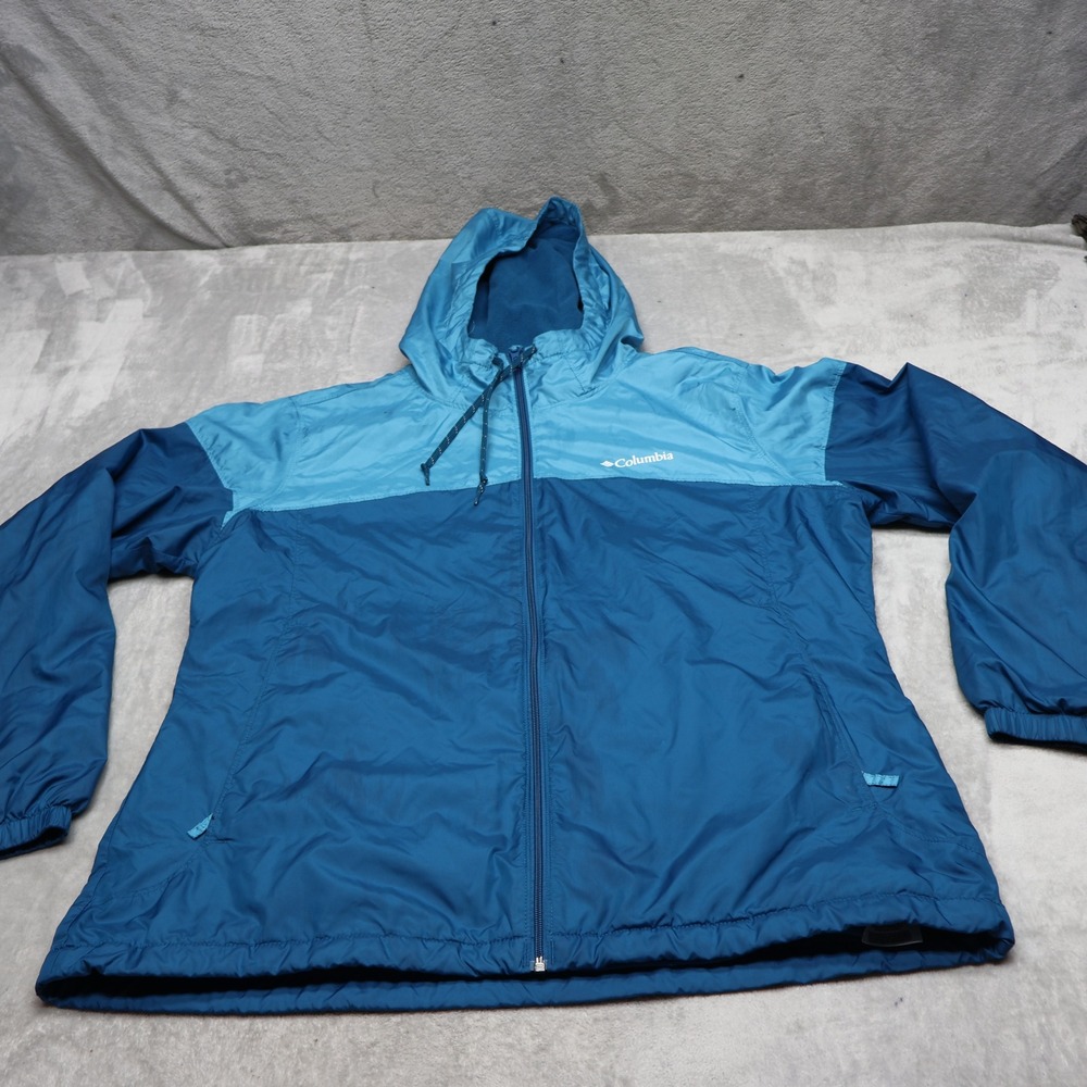 Columbia Jacket Women Large Blue Flash Forward Fleece Lined Full Zip Windbreaker